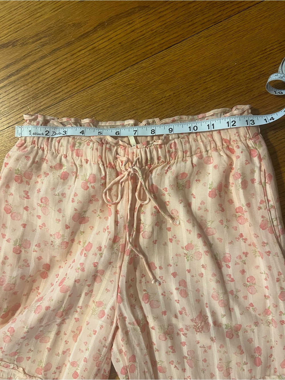 Free People Peach Floral Tiered Boho Wide-Leg Pants - Picture 4 of 7